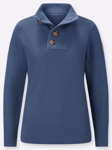 Sieh an! Langarm-Pullover in jeansblau