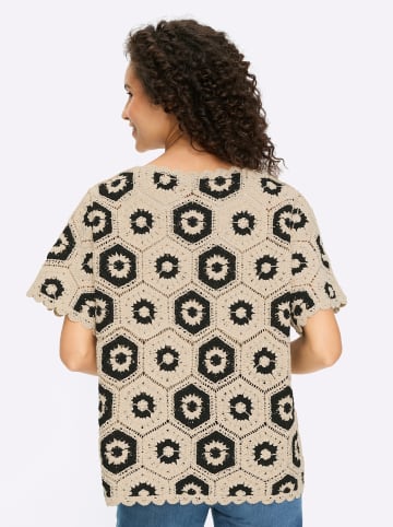 Heine Pullover in schwarz-sand-gemustert