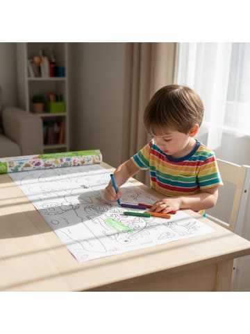 relaxdays 2 x Ausmaltischdecke "Dino" in Weiß – 3 m