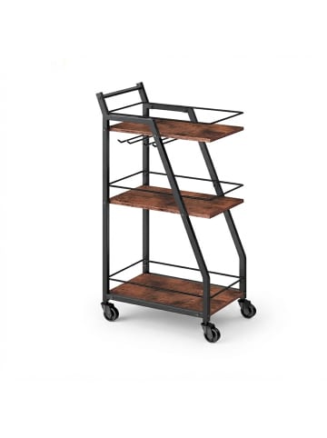 relaxdays Küchenwagen "Industrial" in Braun/ Schwarz - (B)39 x (H)83 x (T)29 cm