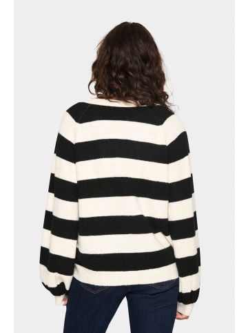 SAINT TROPEZ Strickjacke GarbieSZ Lockere Passform in Ice Black Stripe