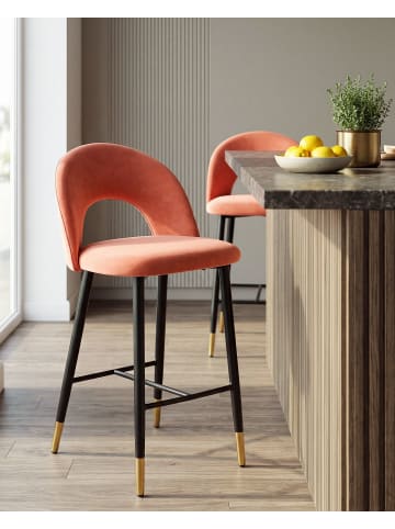 Beliani 2er-Set Barhocker FALTON in Rot/Schwarz/Gold