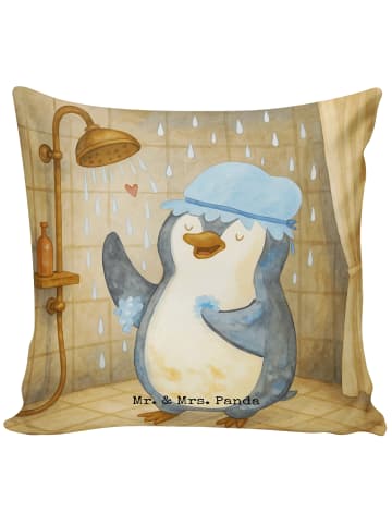Mr. & Mrs. Panda Kopfkissen Pinguin Duschen Design ohne Spruch in Weiß