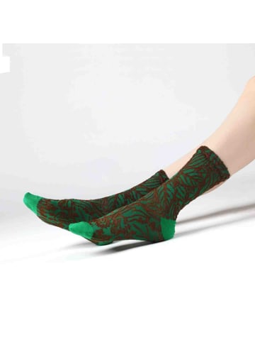 MUNADUNA 4er-Pack 3D-Relief Blumen-Socken in Blau