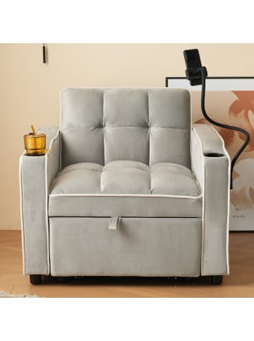 ABRIHOME 3-in-1 Einzel-Schlafsofa mit Schlaffunktion in Grauweiß