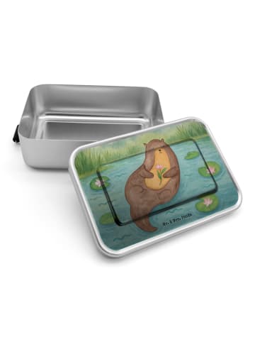 Mr. & Mrs. Panda Metall Brotdose Otter Seerose Design ohne Spruch in Weiß
