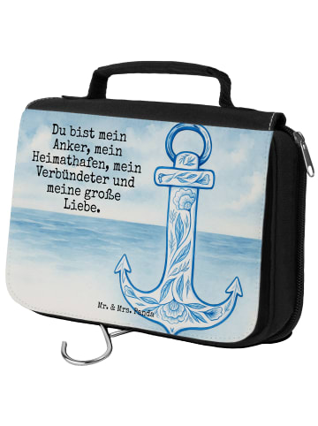 Mr. & Mrs. Panda Kosmetiktasche Anker Blau Design mit Spruch in Weiß
