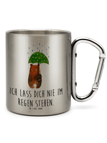Mr. & Mrs. Panda Edelstahlbecher Bär Regenschirm mit Spruch in Silber