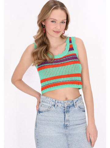 myMo Women Top in turquoise multicolor