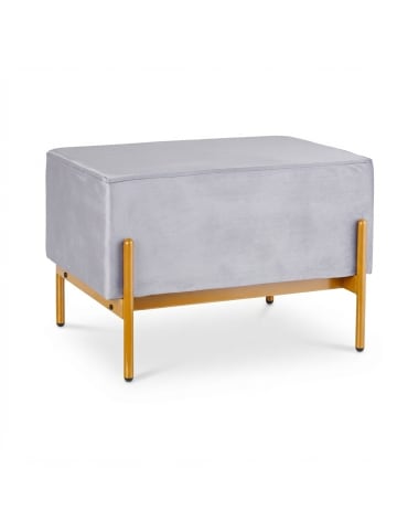 relaxdays Samt Sitzbank in Grau - (B)60 x (H)40 x (T)43 cm