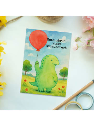 Mr. & Mrs. Panda Postkarte Schildkröte Luftballon Design mit Spruch in Weiß