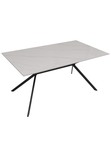 MCW Esszimmertisch O5 Marmor-Optik 160 cm, Weiß