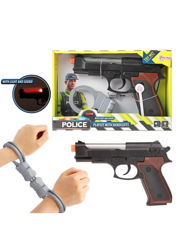 Toi-Toys Polizei-Set Handschellen Pistole mit Licht Sound 6 Jahre