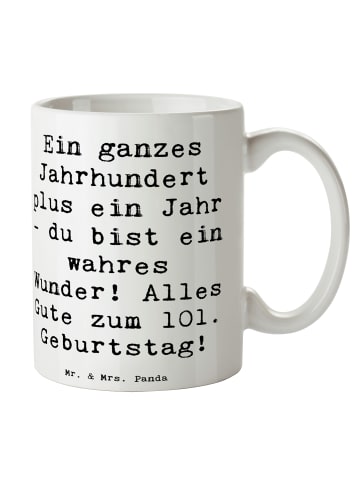 Mr. & Mrs. Panda Kaffeetasse Spruch 101 Geburtstag mit Spruch in Weiß