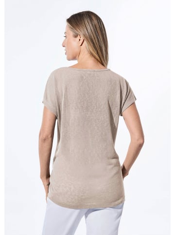 GOLDNER Shirt in Leinenoptik in kiesel