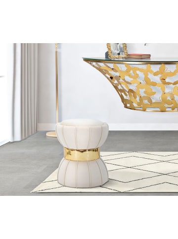 Mauro Ferretti Beigefarbener, gepolsterter Pouf aus Stoff, Ø 40 x 44 cm