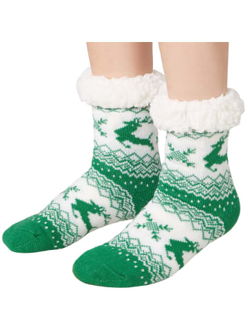 tectake Zweifarbige Socken für die Weihnachtszeit, grün/weiß