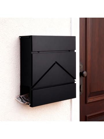 relaxdays Briefkasten in Schwarz - (B)37 x (H)37 x (T)11 cm