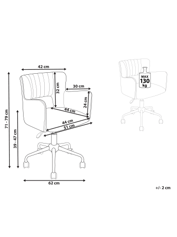 Beliani Bürostuhl SANILAC II in Beige/Grau/Schwarz - (W) 62 x (H) 71 x (L) 62 cm