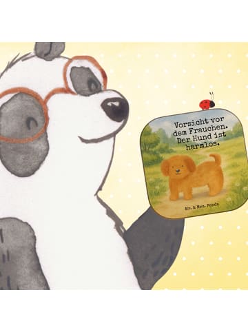 Mr. & Mrs. Panda Tassenuntersetzer Hund Flauschig Design mit Spruch in Weiß