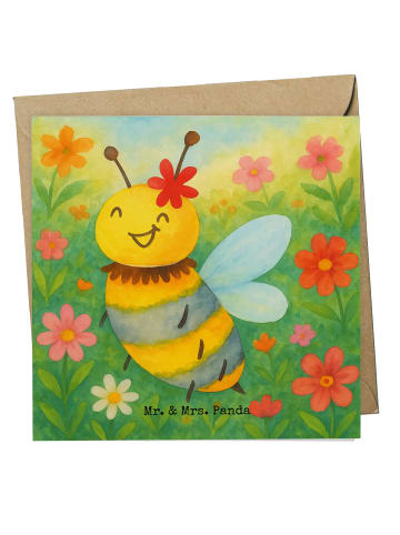 Mr. & Mrs. Panda Deluxe Karte Biene Blume Design ohne Spruch in Weiß