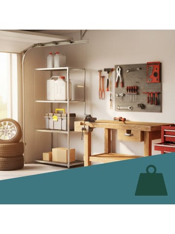 relaxdays 2 x Lagerregal in Silber - (B)90 x (H)180 x (T)40 cm