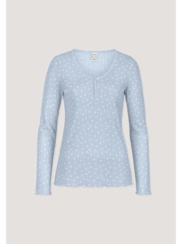 Hessnatur Pointelle Henley Schlafshirt in nordisch blau