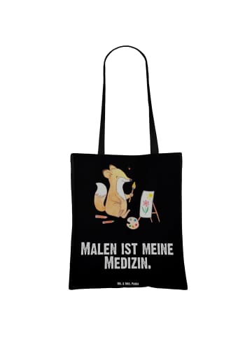 Mr. & Mrs. Panda Jutebeutel Fuchs  Malen mit Spruch in Schwarz