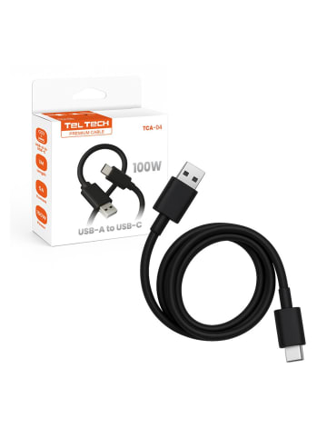 Wisam Teltech Kabel USB - USB-C 5A 100W 1m schwarz TCA-04