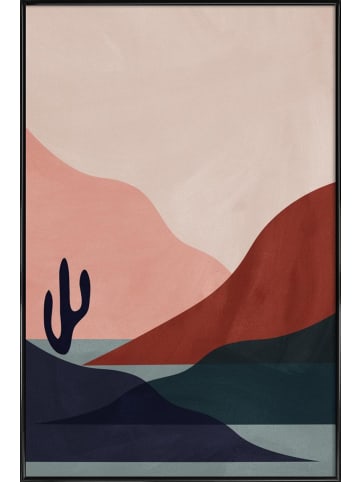 Juniqe Poster in Kunststoffrahmen "Desert" in Grau & Rosa