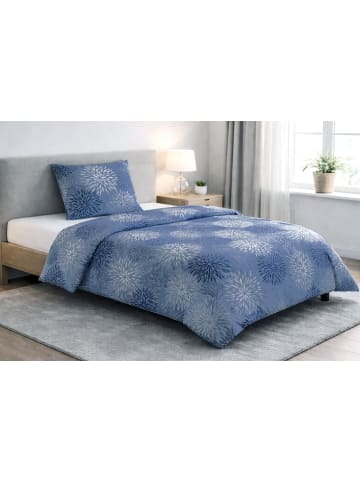 JACK 2 tlg. Mikrofaser Bettwäsche 135x200cm Blumenfeuerwerk in Blau