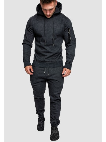 Humy Hoodie Jogginganzug mit Camo Design & Armtasche A&S in Anthrazit