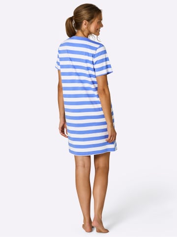 Comtessa Sleepshirt in mittelblau-ecru-gestreift