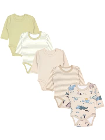 TupTam Jungen Baby Body Langarm 5er Pack in grün/beige
