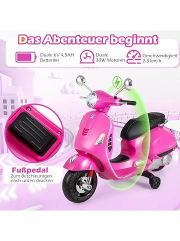 COSTWAY Kinder Motorrad Elektrisch 3-6 Jahren in Rosa