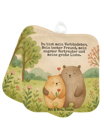 Mr. & Mrs. Panda Topflappen Bären Liebe Design mit Spruch in Weiß