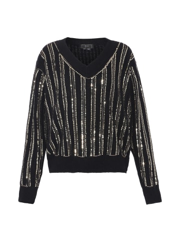 faina Damen Strickpullover Mit Pailletten in SCHWARZ