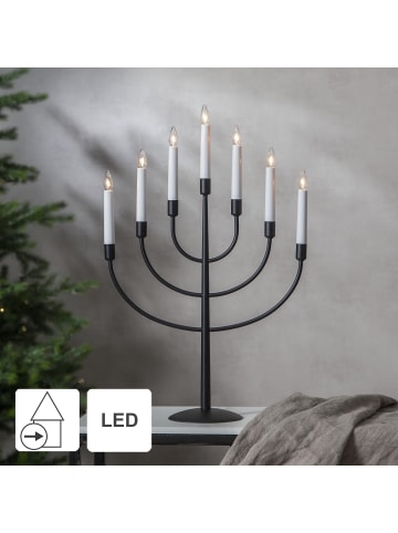 STAR Trading Siebenarmiger LED-Kerzenleuchter ,Titus, Metall, schwarz