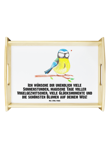 Mr. & Mrs. Panda Serviertablett Vogel Blaumeise mit Spruch in Weiß