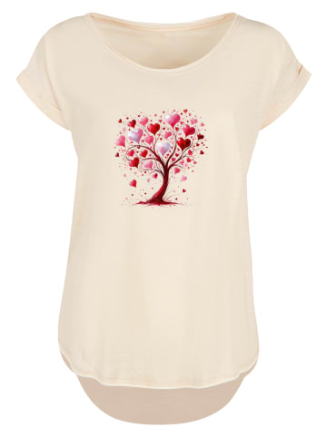 F4NT4STIC Long Cut T-Shirt Herz Baum Aquarell Druck in Whitesand