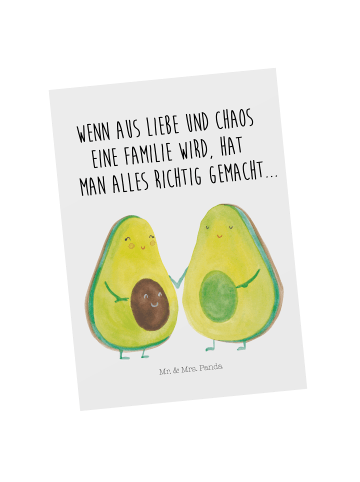 Mr. & Mrs. Panda Postkarte Avocado Pärchen mit Spruch in Weiß