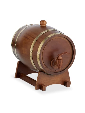 relaxdays Holzfass in Dunkelbraun - 2,2 l
