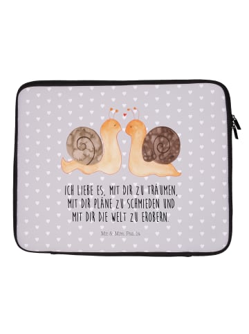 Mr. & Mrs. Panda Notebook Tasche Schnecken Liebe mit Spruch in Grau Pastell