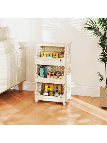 COSTWAY Rollwagen faltbar 44,5 x 30 x 74,5 cm in Beige