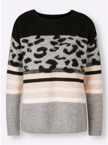Heine Pullover in schwarz-ecru-gemustert