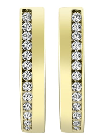 Adeliás Damen Ohrringe – Klappcreole aus 333 Gold mit Zirkonia in gold