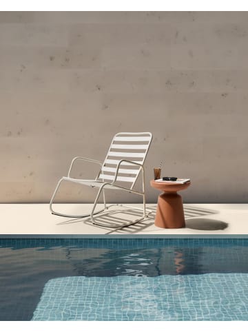 Beliani Schaukelstuhl TURI in Weiß - (W) 66 x (H) 92 x (L) 96 cm