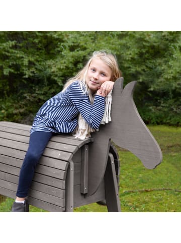 roba Graues Outdoorspielpferd aus Holz, stabiles Voltigier- & Gartenpferd