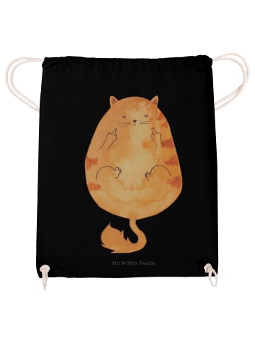 Mr. & Mrs. Panda Jutebeutel Katze Mittelfinger ohne Spruch in Schwarz