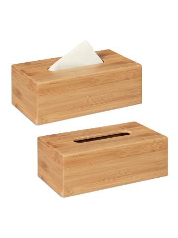 relaxdays 2 x Kosmetiktücherbox in Natur - (B)24,5 x (H)8,5 x (T)13,5 cm